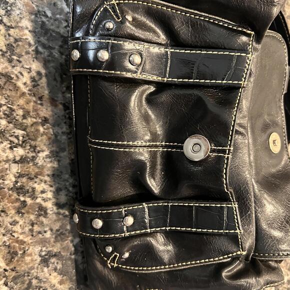 Genna De Ross Black Leather Women's Shoulder Bag - Picture 1 of 11
